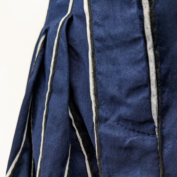 Sz 2 Emporio Armani Blue-White-Black Stripe Pleated Parachute Crop Trouser Pants - Picture 2 of 10